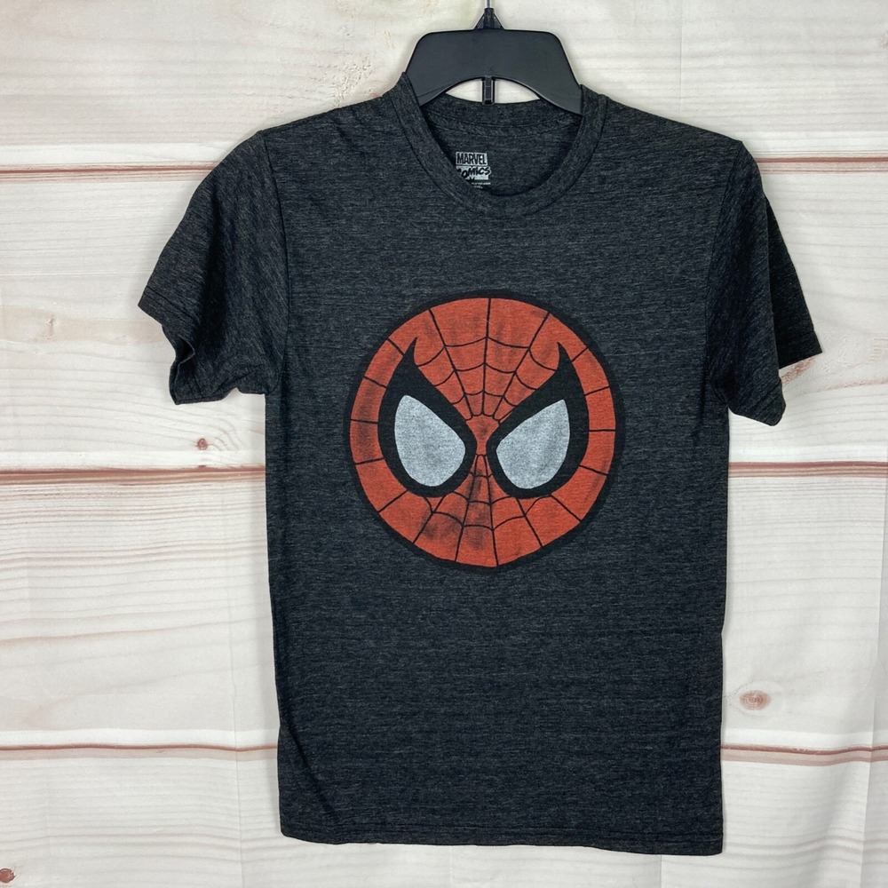 Marvel Comics Top Women XS Gray Spiderman Graphic T-Shirt Crew Neck Short Sleeve